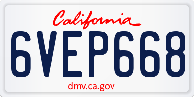 CA license plate 6VEP668