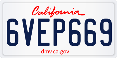 CA license plate 6VEP669