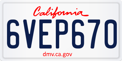 CA license plate 6VEP670