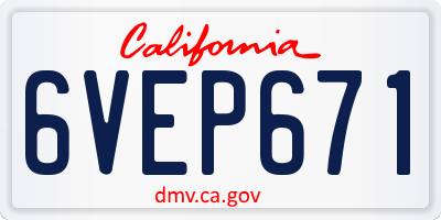 CA license plate 6VEP671