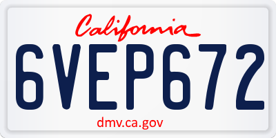 CA license plate 6VEP672