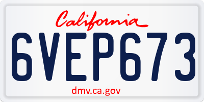 CA license plate 6VEP673