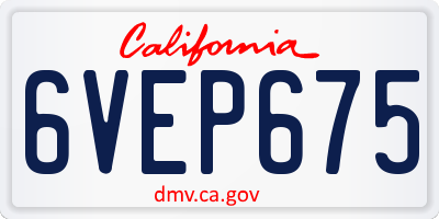 CA license plate 6VEP675