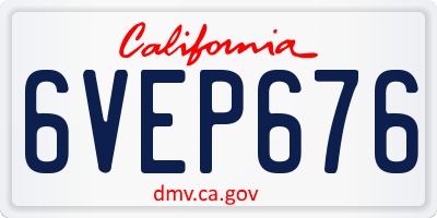 CA license plate 6VEP676