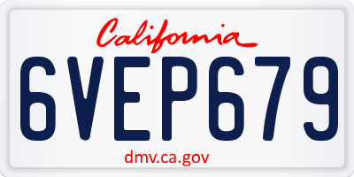 CA license plate 6VEP679