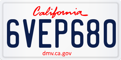 CA license plate 6VEP680