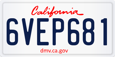 CA license plate 6VEP681
