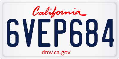 CA license plate 6VEP684
