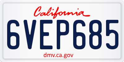 CA license plate 6VEP685