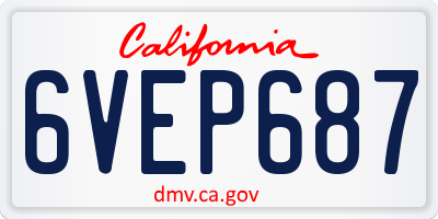 CA license plate 6VEP687