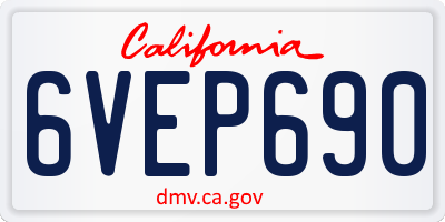 CA license plate 6VEP690