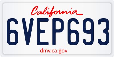 CA license plate 6VEP693