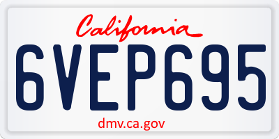 CA license plate 6VEP695