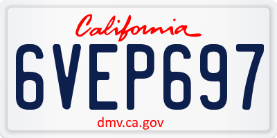 CA license plate 6VEP697