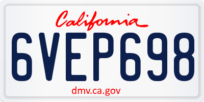 CA license plate 6VEP698