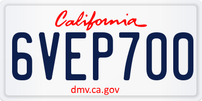CA license plate 6VEP700