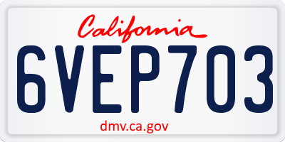 CA license plate 6VEP703