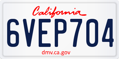 CA license plate 6VEP704