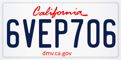 CA license plate 6VEP706
