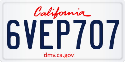 CA license plate 6VEP707