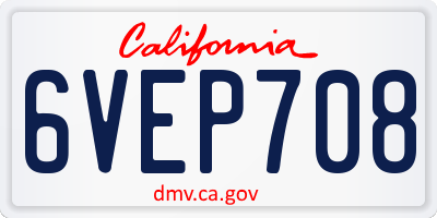 CA license plate 6VEP708
