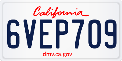 CA license plate 6VEP709
