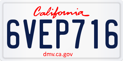 CA license plate 6VEP716