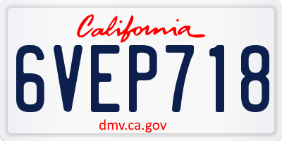 CA license plate 6VEP718