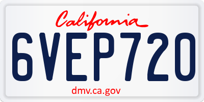 CA license plate 6VEP720
