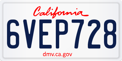 CA license plate 6VEP728