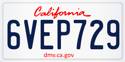 CA license plate 6VEP729