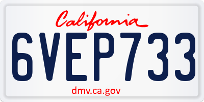 CA license plate 6VEP733