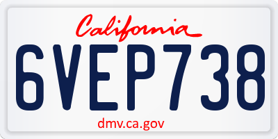 CA license plate 6VEP738