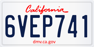 CA license plate 6VEP741