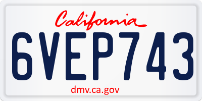 CA license plate 6VEP743