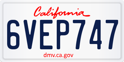 CA license plate 6VEP747