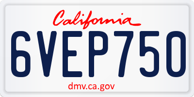 CA license plate 6VEP750
