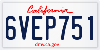 CA license plate 6VEP751