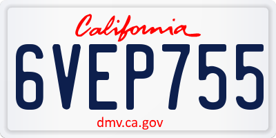 CA license plate 6VEP755