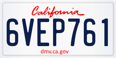 CA license plate 6VEP761
