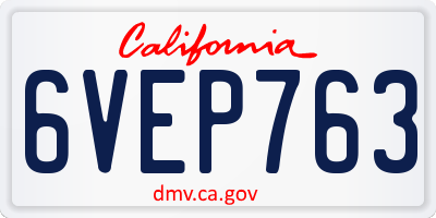CA license plate 6VEP763
