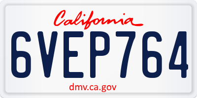 CA license plate 6VEP764