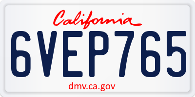 CA license plate 6VEP765