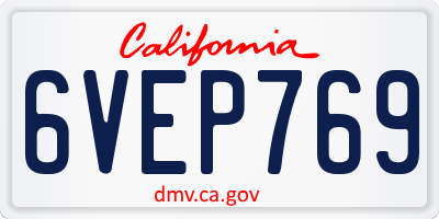 CA license plate 6VEP769