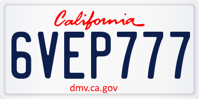 CA license plate 6VEP777