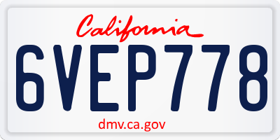 CA license plate 6VEP778