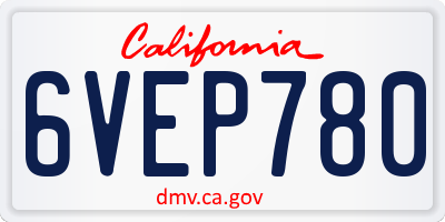 CA license plate 6VEP780