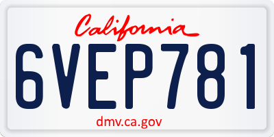 CA license plate 6VEP781