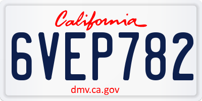 CA license plate 6VEP782