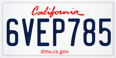 CA license plate 6VEP785